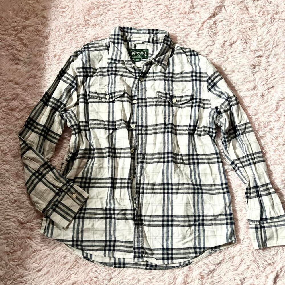 Vintage American Eagle Plaid Thick Soft Comfort‎ Western Rodeo Button Down Top